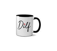 SMARTYPANTS Milf and DILF Mugs - Valentine's Day Funny Novelty Rude Gift Present Dirty Flirt Ceramic Handle Idea Heavy Duty Handle Dishwasher and Microwave Safe (DILF Black Handle)