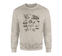 SMARTYPANTS Mushroom Scene Jumper Sweatshirt - Fairycore Celestial Grunge Mystical Goblincore Magical Woodland Fairy Mother Earth Womens Fashion Clothing Gift Present (Large, Sand)