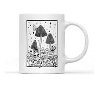 SMARTYPANTS Mushroom Scene Mug Tea Coffee Cup - Fairycore Celestial Grunge Mystical Goblincore Magical Woodland Fairy Mother Earth Gift Present Home Kitchen Decor (White Handle)
