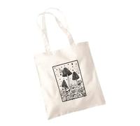 SmartyPants Mushroom Scene Tote Bag - Fairycore Celestial Grunge Mystical Goblincore Magical Woodland Fairy Mother Earth Fashion Cotton Carrier Shopper Gifts Presents (Natural)