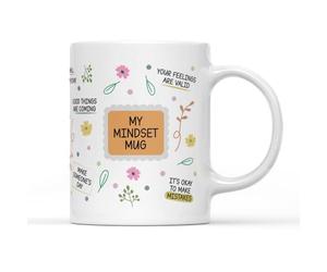 SMARTYPANTS My Mindset Mug Tea Coffee Cup - Daily Affirmation Mindfulness Zen Positive Vibes Patience Meditation Small Steps Good Day Kitchen Decor Gifts Presents (White Handle)
