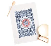 SMARTYPANTS Navy Official King Charles III Tea Towel - Royal Coronation of His Majesty The King Crown Monarch Ceremony Celebration Memorabilia Home Decor Kitchen Cloth (Natural)