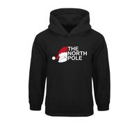 SMARTYPANTS North Pole Hoodie Pullover - Novelty Father Christmas Santa Claus Funny Merry Xmas Festive Eve Sports Outdoors Kids Childs Stocking Fillers Presents Gifts (5-6 Years, Black)