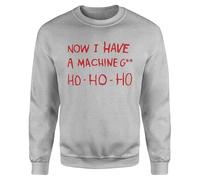 SMARTYPANTS Now I Have a Machine G*n Ho Ho Ho Jumper Sweatshirt -Novelty Festive Merry Christmas Xmas Eve Work Party 1988 Action Thriller Detective Film Gifts Presents (Small, Heather Grey Prime)