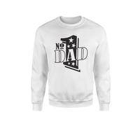 SmartyPants Number One Dad Jumper Sweatshirt - Best Greastest Daddy Father No. 1 Happy Father's Day Birthday Amazing Awesome Fun White White Gift Present (XL, White)