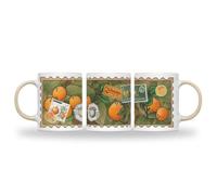 SMARTYPANTS Orange Botanical Mug - Vintage Fruit Stamps and Grove Illustrations Panoramic Wrap - Novelty Citrus Gift for Kitchen or Home Office - Ceramic 11oz