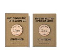 SmartyPants Personalised Couples Decision Maker Coin - Custom Names Wooden Token - Flip the Coin and Let Fate Decide - Anniversary Valentine Gift (Kraft)