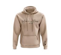 SMARTYPANTS Personalised Date Mama Bear Pullover Hoodie - World Book Day Mum To Be Cute Motherhood Baby Shower Yellow Bear Adorable Customised Mother To Be Gift Present (Medium)