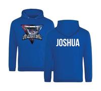 SMARTYPANTS Personalised Gladiator Name Pullover Hoodie - Adults Kids 90's TV Show Apollo Steel Diamond Dynamite Sabre Battle Present Gift (2XL, Blue)