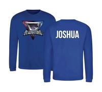 SMARTYPANTS Personalised Gladiator Name Pullover Jumper Sweatshirt - Adults Kids 90's TV Show Apollo Steel Diamond Dynamite Sabre Battle Present Gift (XL, Blue)