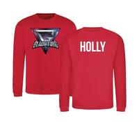 SMARTYPANTS Personalised Gladiator Name Pullover Jumper Sweatshirt - Adults Kids 90's TV Show Apollo Steel Diamond Dynamite Sabre Battle Present Gift (5-6 Years, Red)