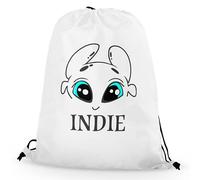 SmartyPants Personalised Green Eyed/Blue Eyed Dragon Gym Bag - Gift Present Birthday Christmas Kids Adults Cute Mens Womens Boys Girls (Blue Eyed Dragon)