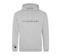 SMARTYPANTS Personalised I Wear My Heart On My Sleeve Hoodie Pullover - Name Initials Son Daughter Mum Mummy Mother's Day (Large, Heather Grey)