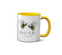 SMARTYPANTS Personalised Meant to Bee Mug - Cute Artistic Bumble Bee Novelty Gift Idea Tea Coffee Novelty Heavy Duty Handle Dino Coated Dishwasher/Microwave Safe Sublimation Ceramic (Yellow Handle)