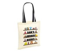 SMARTYPANTS Personalised My Library Bag | Custom Name School Reading Book Tote | Children Kids Nursery Infant Gift | Organic Cotton Canvas