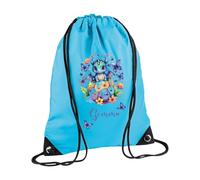 SMARTYPANTS Personalised Name - Blue Dragon Drawstring Bag - Butterfly Kids Childrens Back to School Nursery Bag P.E. Kit (Personalised)