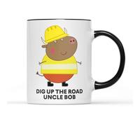 SMARTYPANTS Personalised Name Mr Bull Tea Coffee Mug - Kids Pig Cartoon Character Worker Bull Family Uncle Gift Present (Black Handle)