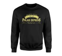 SmartyPants Personalised Polar Express Jumper - Name Personal Custom North Pole Christmas Xmas Festive Santa Train Ticket Believe Magical Magic Sweatshirt Gifts Present (XL, Black Prime)