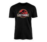 SmartyPants Personalised Saurus Black T-Shirt Top Tee - T-Rex Dinosaur Movie Film Cinema Show Park Logo Fossil Bone Clone Amber Paleontology Retro 90's Gift Present (5-6 Years, Black)