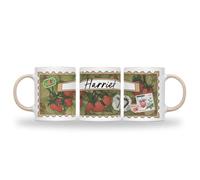 SMARTYPANTS Personalised Strawberry Botanical Mug with Name - Vintage Fruit Stamp Design - Custom Name Gift for Her, Mum, Fruit Lover - Ceramic 11oz