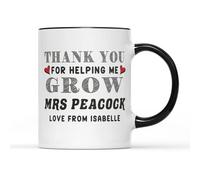 SmartyPants Personalised Thank You for Helping Me Grow Mug - Teacher End of School Year Gift Teachers Teaching Assistant School Nursery Primary Class Appreciation Present Gifts (Black Handle Prime)