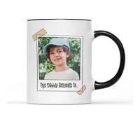 SmartyPants Personalised This Daddy Belongs to Polaroid Mug - Mens Fathers Dad Novelty Ceramic Tea Coffee Cup Gifts Presents Idea Birthday Christmas Day Daughter Son (Black Handle Prime)