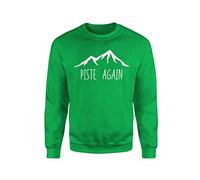 SmartyPants Piste Again Jumper/Sweatshirt - Merry Christmas Ski Run Snow Mountain Gift Present 80% Ringspun Cotton 20% Polyester Vegan Ink (Green Prime, Medium)
