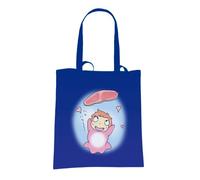 SMARTYPANTS Ponyo & Ham Tote Bag - Novelty Animation Animated Anime Movie Film Fan Inspired Cute Adorable Goldfish Wizard Merch Cotton Shopper Gift Present (Blue Prime)