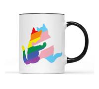 SmartyPants Pride Cat Couple Mug Tea Coffe Cup - LGBTQ Flag Rainbow Lesbian Gay Transgender Bisexual Women Men Non-Binary Pansexual Kitchen Accessories Gift Present (Black Handle Prime)