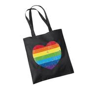 SMARTYPANTS Pride Heart Black Tote Bag - LGBTQ Flag Rainbow Lesbian Gay Pride Transgender Bisexual Women Men Non-Binary Accessories Cotton Shopper Gift Present (Black)