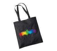 SmartyPants Pride Splatter Black Tote Bag - LGBTQ Flag Rainbow Lesbian Gay Pride Transgender Bisexual Women Men Non-Binary Accessories Cotton Shopper Gift Present (Black)
