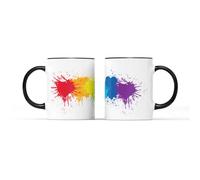 SmartyPants Pride Splatter Mug Tea Coffee Cup - LGBTQ Flag Rainbow Lesbian Gay Pride Transgender Bisexual Women Men Non-Binary Home Kitchen Accessories Gift Present (Black Handle Prime)