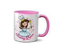 SMARTYPANTS Queen Baker Mug Tea Coffee Cup - Pretty Pink Girl Fairy Princess Cook Chef Baker Cake Bun Muffin Cherry for Her Home Kitchen Decor Gifts Presents