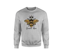 SmartyPants Queen Bee Jumper - Women Ladies Graphic Print Bees Bumblebee Lovers Sassy Happy Motivational Quote Slogan Sweatshirt Clothes Clothing Adults Gift Present (Heather Grey, Medium)