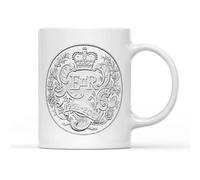 SmartyPants Queen's Platinum Jubilee 2022 Mint Coin Mug Tea Coffee Cup - Queen Elizabeth Her Majesty 70 Years Anniversary Commemorative Souvenir Royal Celebration Gift Present (White Prime)