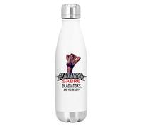 Smartypants Sabre Athlete Water Bottle 500ml Insulated Stainless Steel Flask Gladiators Style Fan Gift for Gym Sports School Travel Reusable Leakproof Drinks Bottle White Silver Graphic