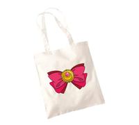SmartyPants Sailor Moon Tote Bag - Anime Manga Pink Bow Star Locket Cresent Scouts Serenity Birthday Christmas Present Gift 100% Cotton Shopper (Natural Prime)