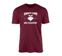 SMARTYPANTS Schrute Farms T-Shirt Top Tee - Funny The Office US Birthdays Dwight Farming Celery Beetroot Gift Present (Medium, Burgundy)
