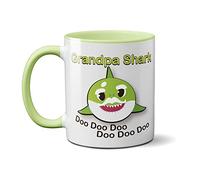 SMARTYPANTS Sharks Underwater Family Mugs - Cute Adorable Quote Novelty Present Gift Idea Tea Coffee Heavy Duty Handle Dino Coated Dishwasher/Microwave Safe Sublimation Ceramic (Grandpa Shark)