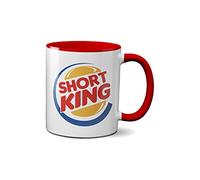 SMARTYPANTS Short King Mug - Funny Joke Fast Food Cup Novelty Gift Idea Tea Coffee Novelty Heavy Duty Handle Dino Coated Dishwasher/Microwave Safe Sublimation Ceramic (Red