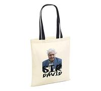 SMARTYPANTS Sir David Attenborough Tote Bag - TV Earth Planet Series Shopper Shopping Sack (Natural Black Handle Prime)