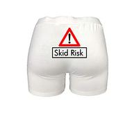 SmartyPants Skid Risk Mens Valentines Boxers- Christmas Birthdays Gifts Presents Love Funny (Medium, White)