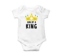 SmartyPants Son/Daughter Of A King Babygrow - Father's Day Dad Father Daddy Girl Boy Crown Birthday White Baby Suit Vest Grow Bodysuit Cute Newborn Gift Present (6-12 Months, Daughter)