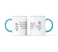 SMARTYPANTS Sunday's Child Mug Tea Coffee Cup - Sabbath Bonny Blithe Good Gay Born Day of The Week Nursery Rhyme Poem English Birthday Kitchenware Home Gifts Presents (Blue Handle Prime)