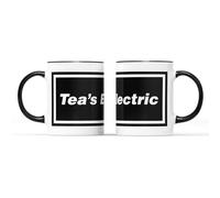 SMARTYPANTS Tea's Electric Mug - Funny Fun Humourous Novelty Joke 90's Band Song Oasis Manchester Indie What's The Story Liam Noel Cup Tea Coffee Gift Present (Black Handle)
