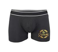 SMARTYPANTS The Groom Mens Boxer Briefs Gold Laurel Wreath Wedding Underwear Funny Stag Do Gift Black Cotton Trunks Novelty Present for Husband Fiance Groom Morning Wedding Day Gift Underwear