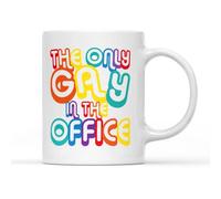 SMARTYPANTS The Only Gay in The Office White Handle Coffee Tea Mug - Pride Parade LGBTQ Community Rainbow Funny Joke Humour Home Drink Cup Kitchen Decor Gifts Presents (White Handle)