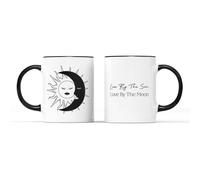 SMARTYPANTS The Sun and The Moon Mug Tea Coffee Cup - Supernatural Witch Wicca Cult Goth Tarot Live Love Lunar Dark Spells Kitchen Home Decor Gifts Presents (Black Handle Prime)