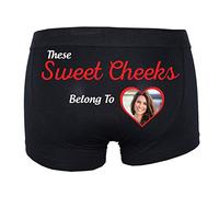 SMARTYPANTS These Sweet Cheeks Personalised Photo Boxers - Novelty Men’s Boxer Shorts Underwear Funny Joke Valentine's Christmas Birthday Machine Washable Present Gift (Large, Black)