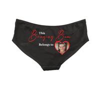 SMARTYPANTS This Banging Bum Belongs To Personalised Photo Womens Pants - Underwear Knickers Panties Valentine's Day Anniversary Wife Girlfriend Partner Couple Gift Present (Medium, Black)